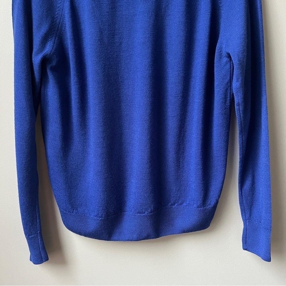 Vintage Sweater Women's L Wool Royal Blue New Deadstock Scottish Preppy Classic - Picture 8 of 12